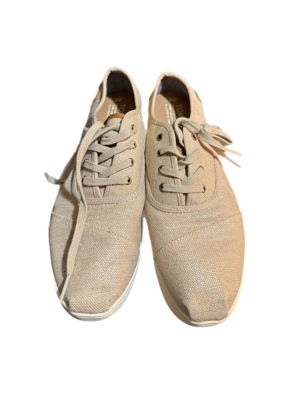 TOMS Women's Light Beige Canvas Lace-Up Sneakers